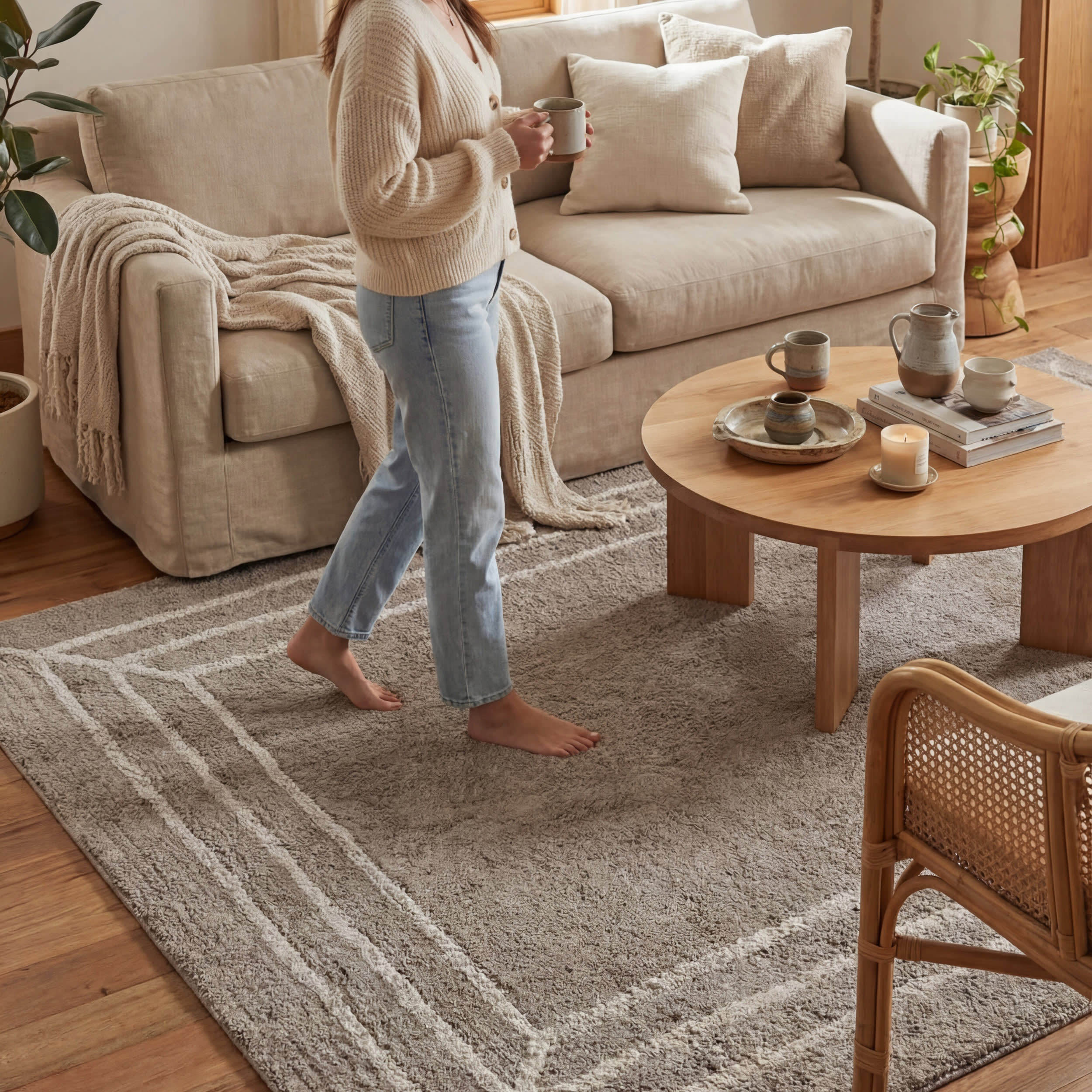 Bloomira Bordered Rug | Grey - Image 9