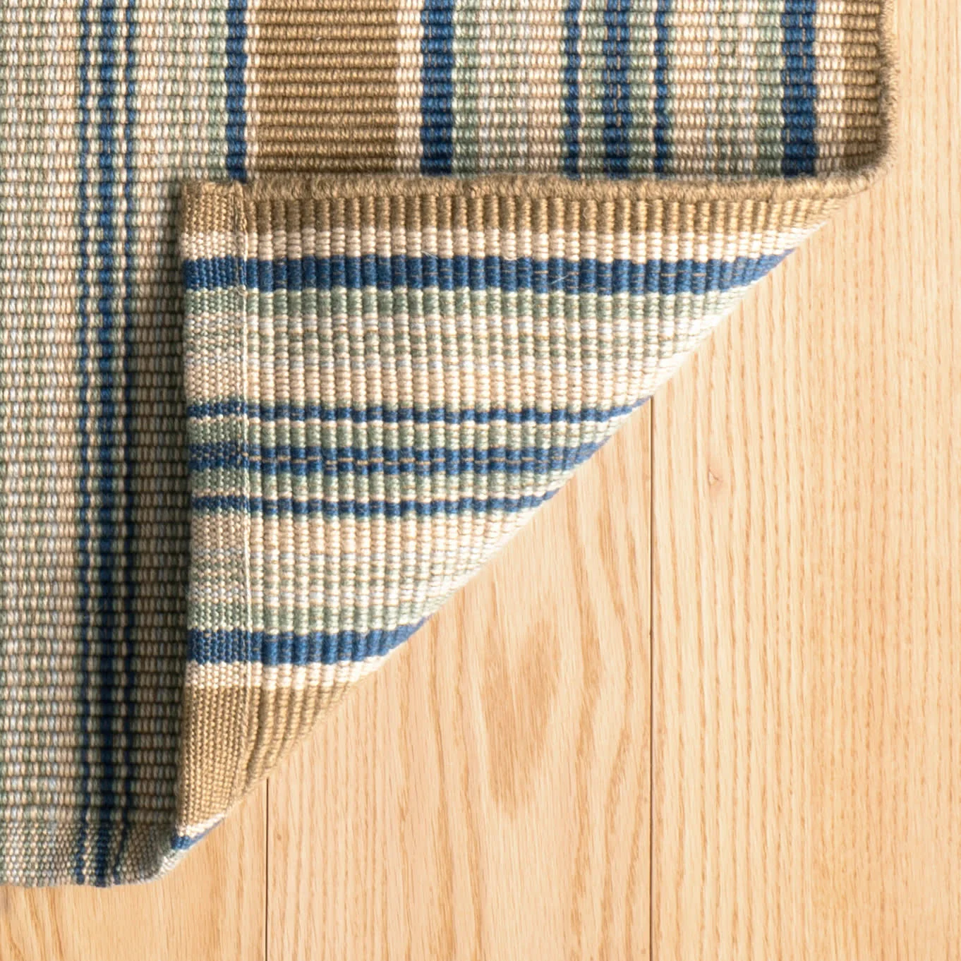 Heron Stripe Handwoven Cotton Rug | Blue - Image 3