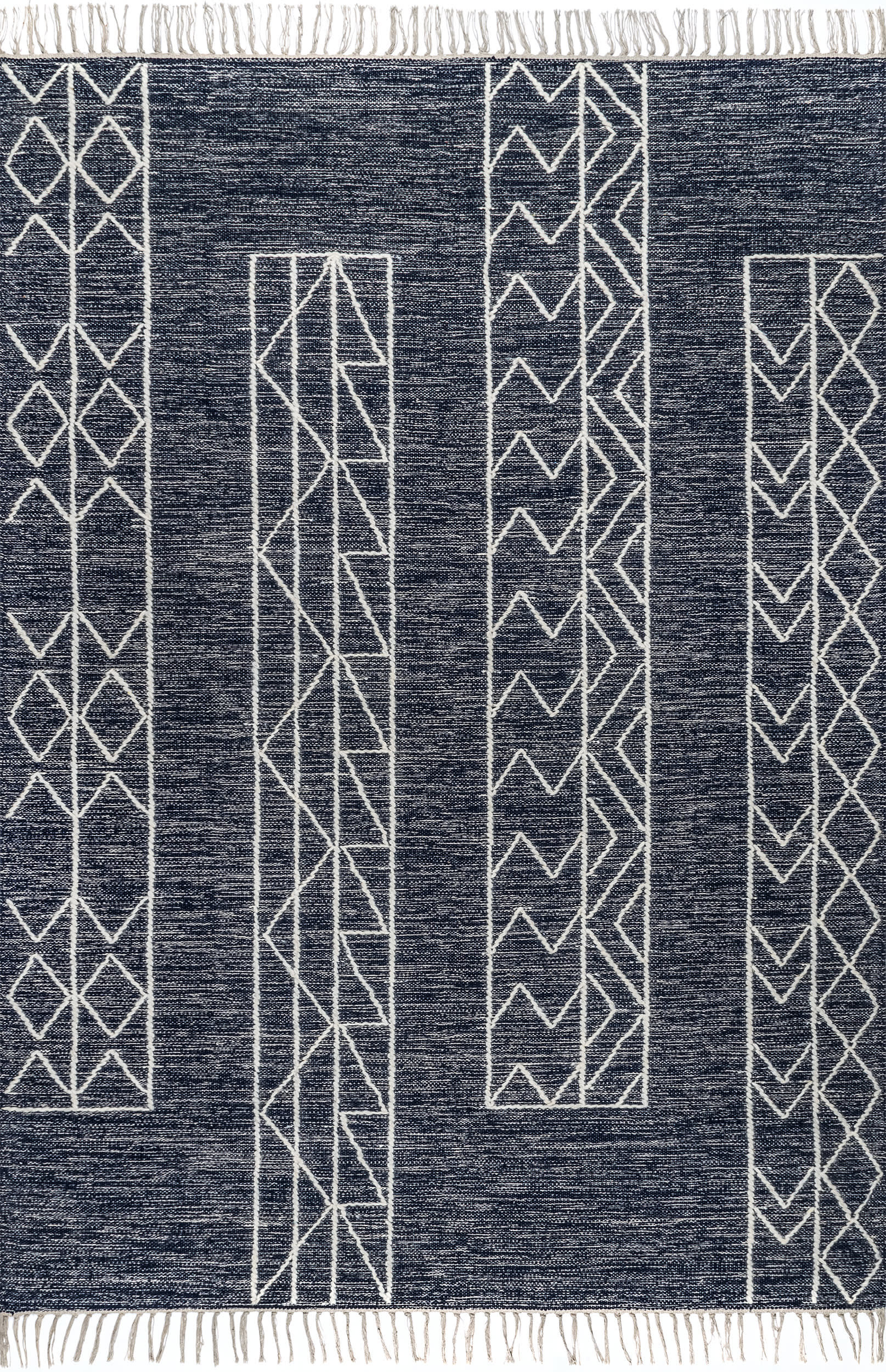 Chrissy Banded Tasseled Rug | Blue