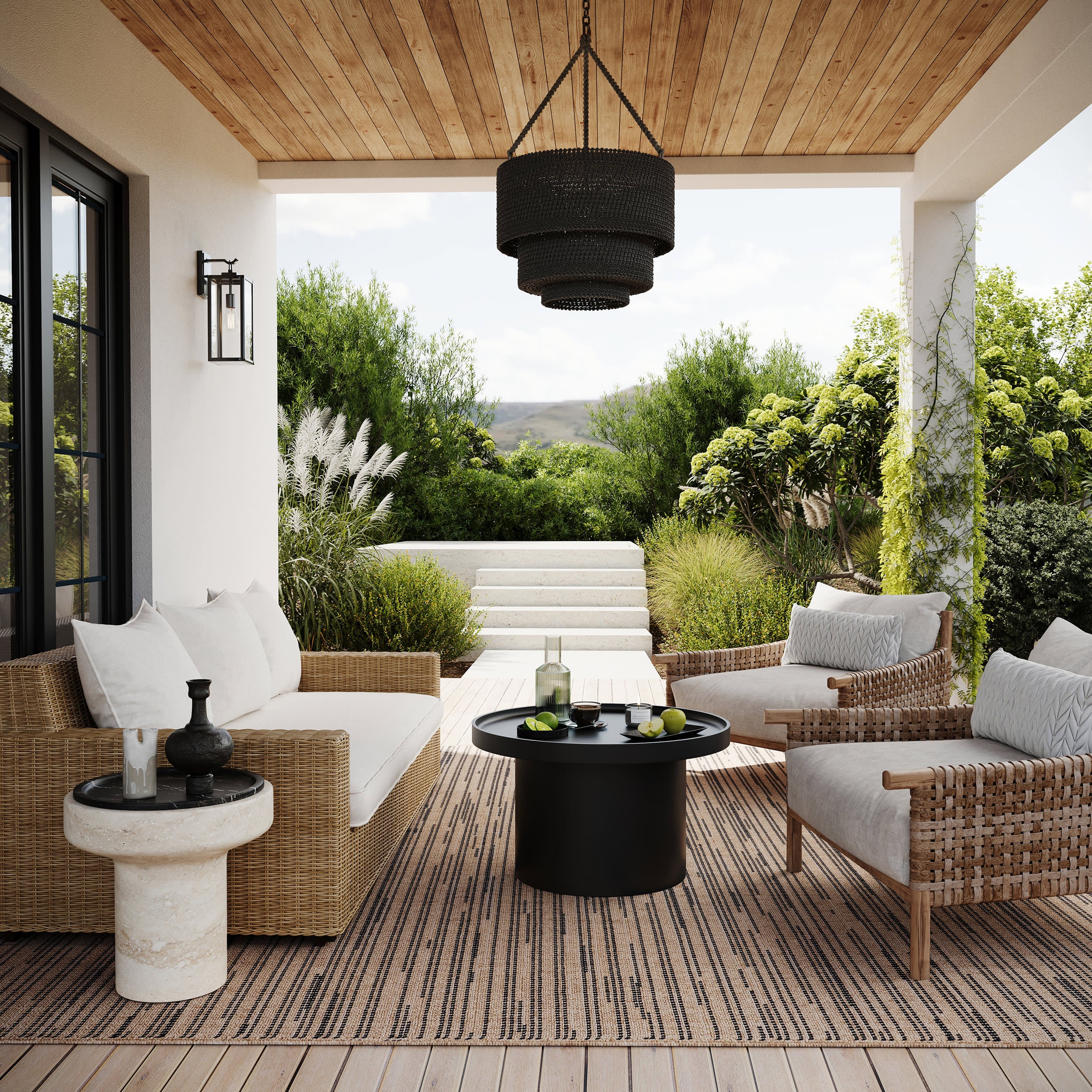 Dilara Transitional Abstract Indoor/Outdoor Rug | Natural Blue - Image 2