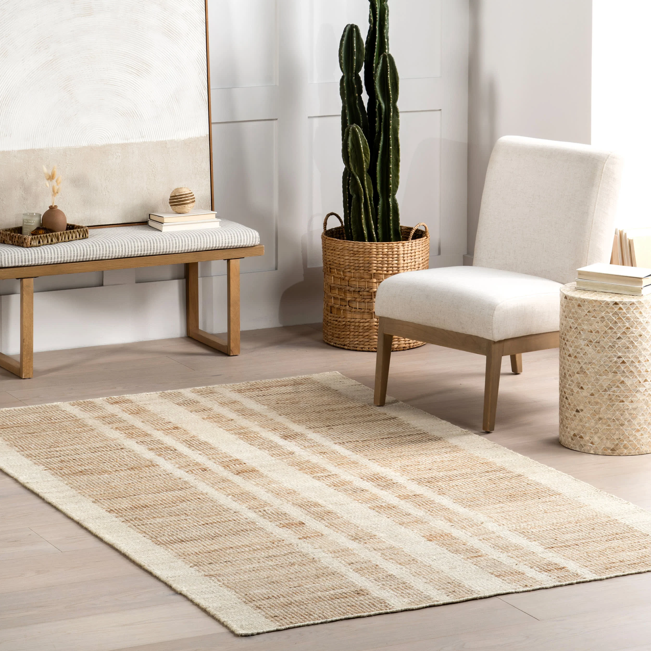 Dora Striped Jute Rug | Natural - Image 2