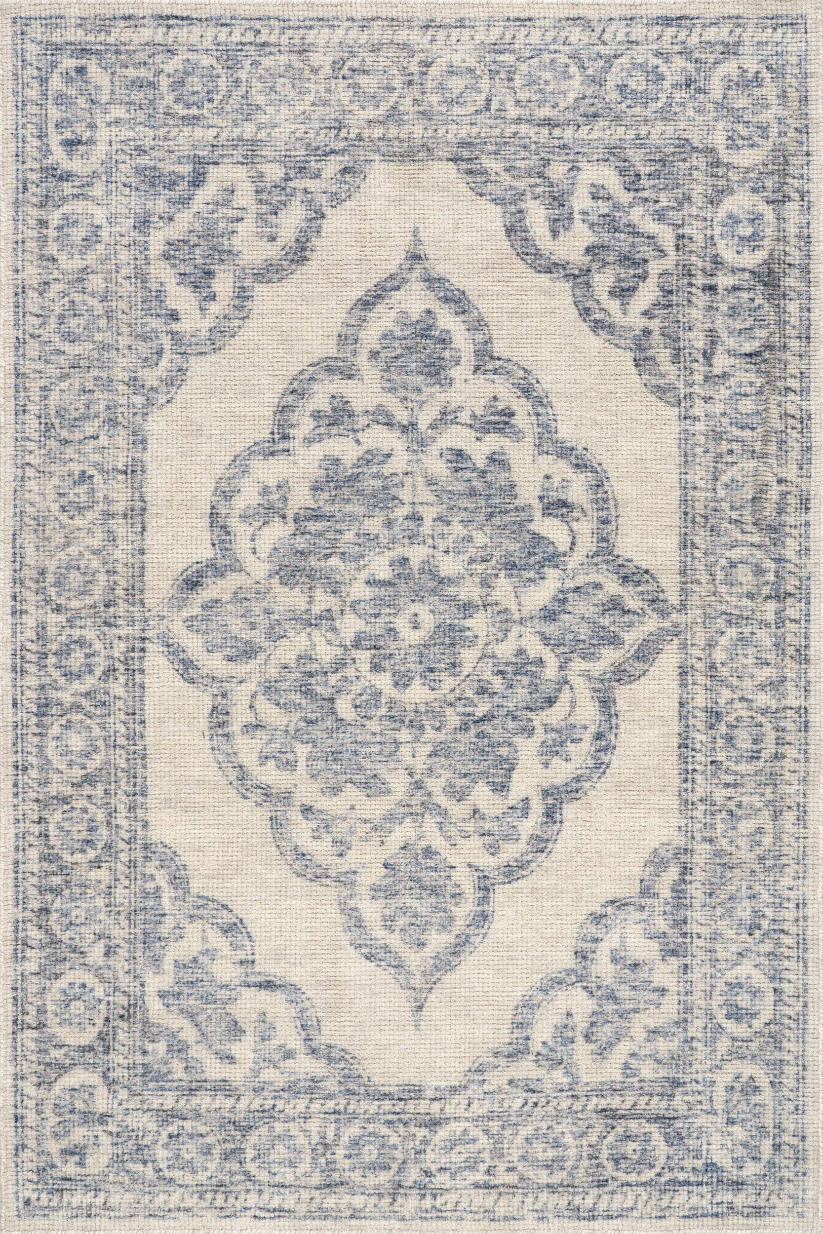 Istanbul Hand Tufted Ornate Border Wool-Blend Rug | Dark Blue