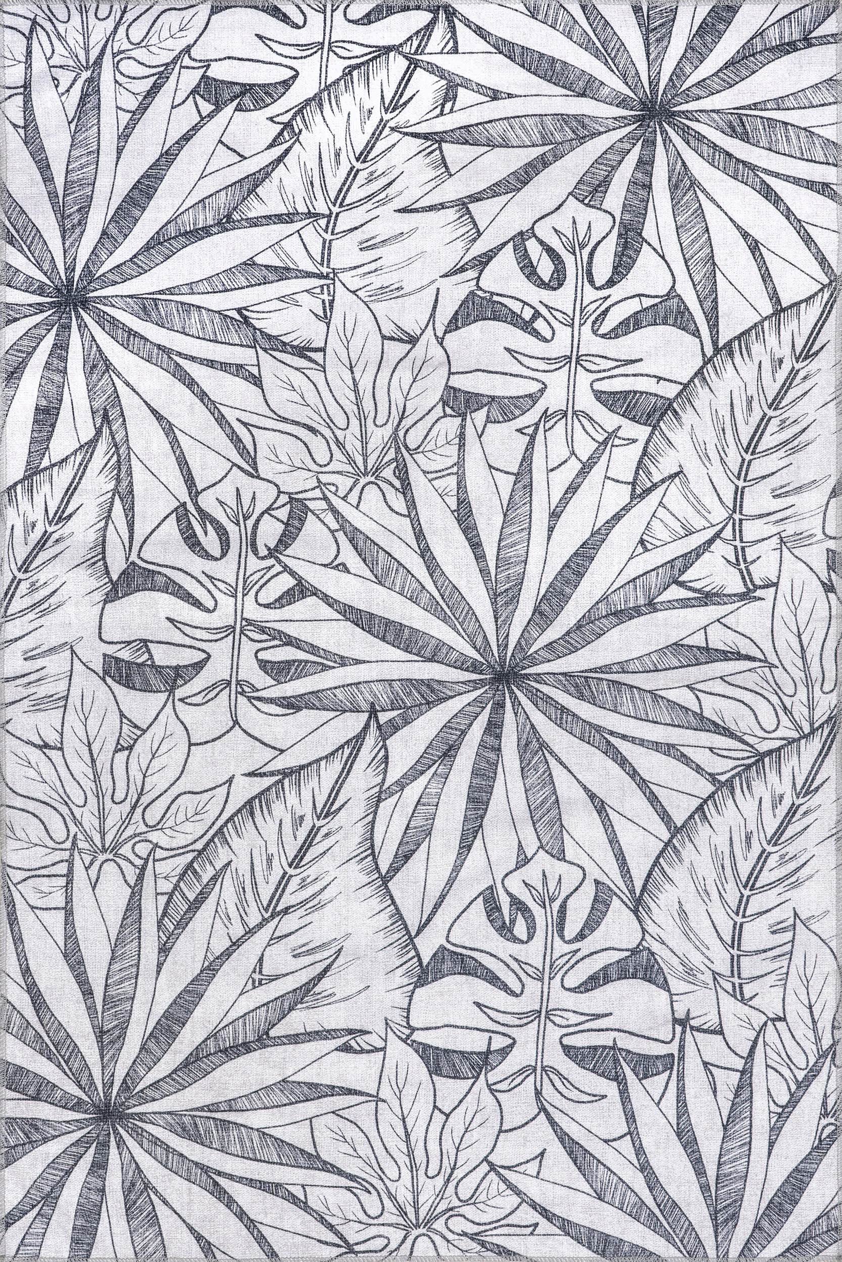 Kienna Reversible Tropical Washable Rug | Navy and Grey