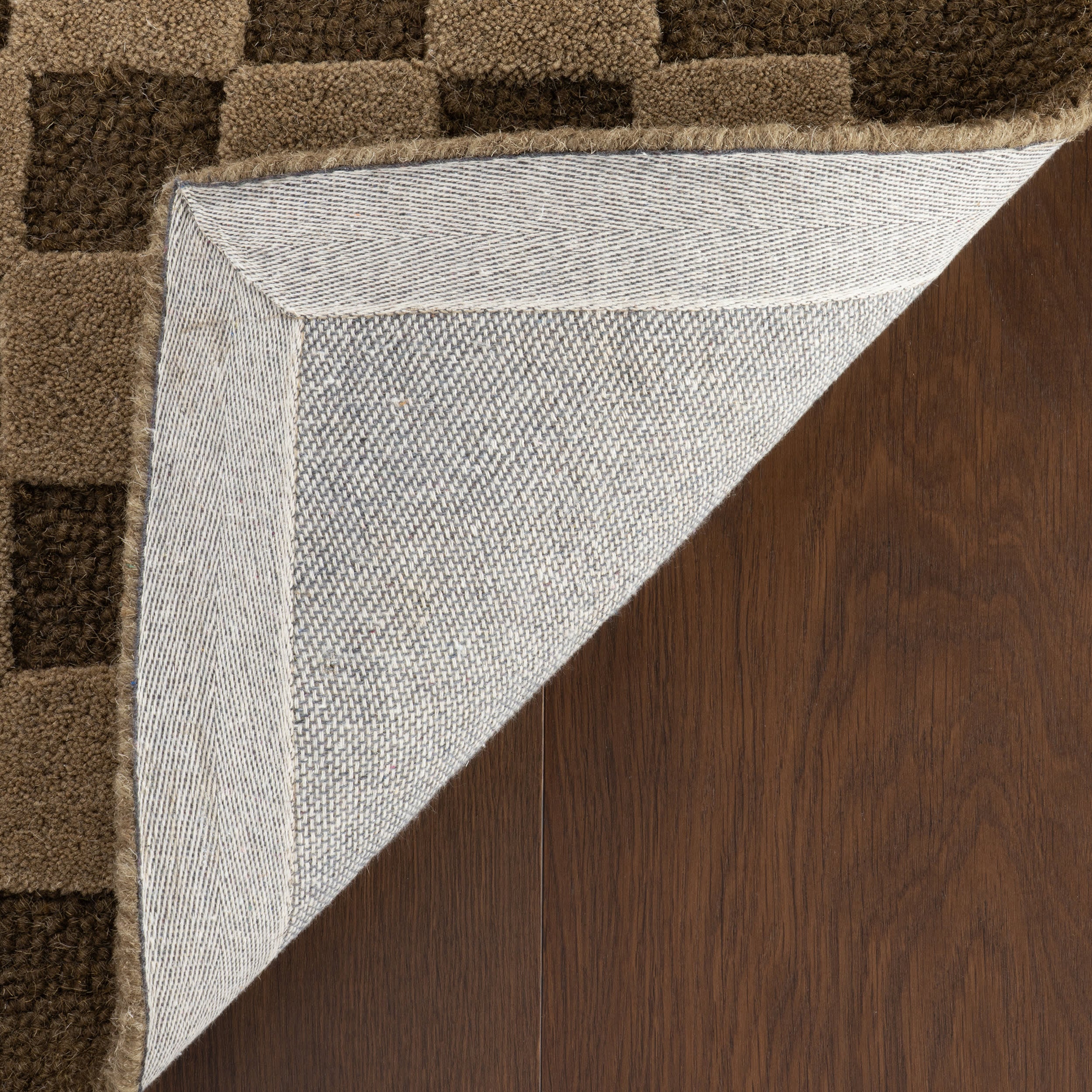 Linthea Modern Checkered Handmade Wool Rug | Brown - Image 7