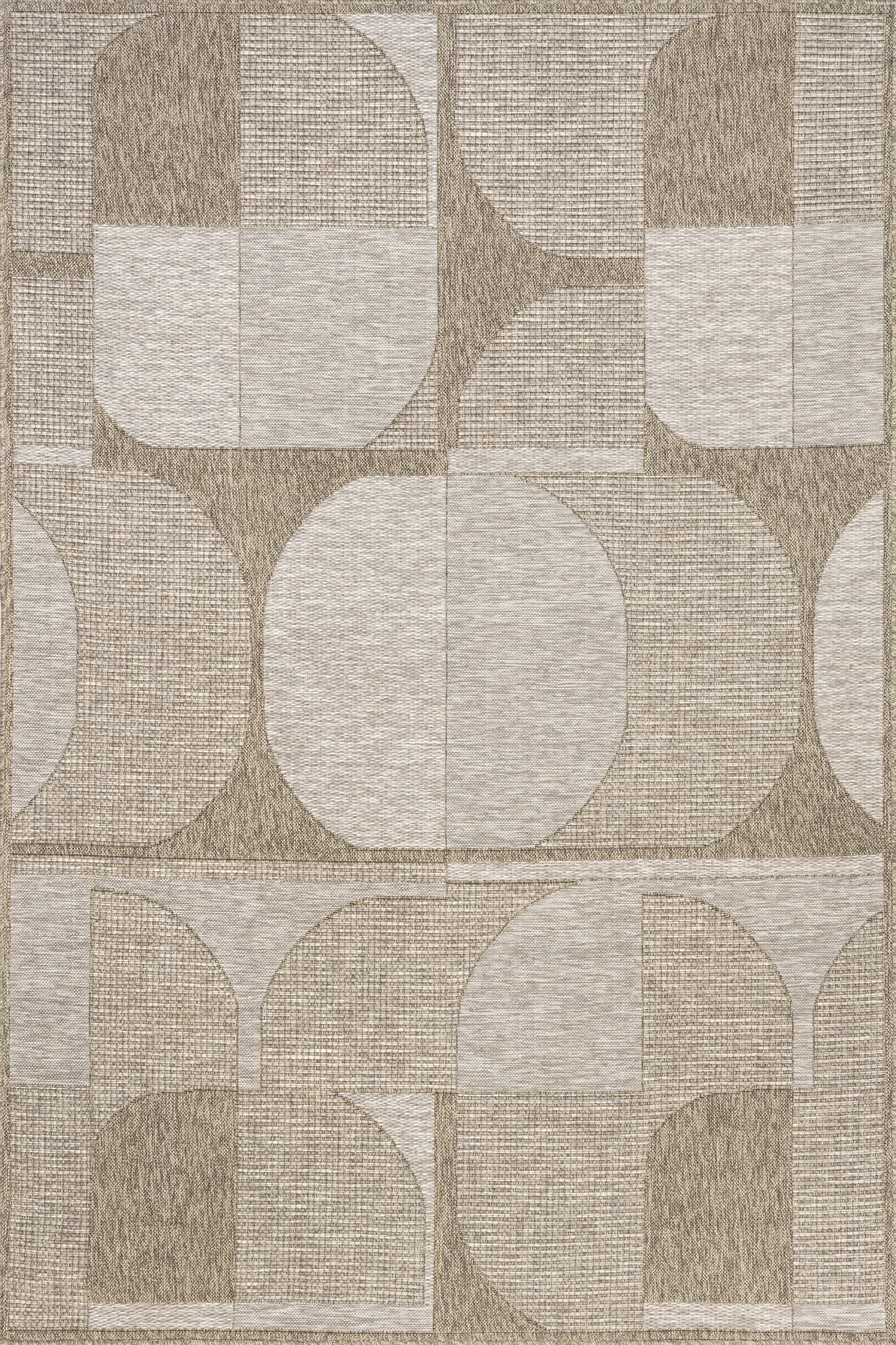 Mahala Geometric Collage Indoor/Outdoor Rug | Tan