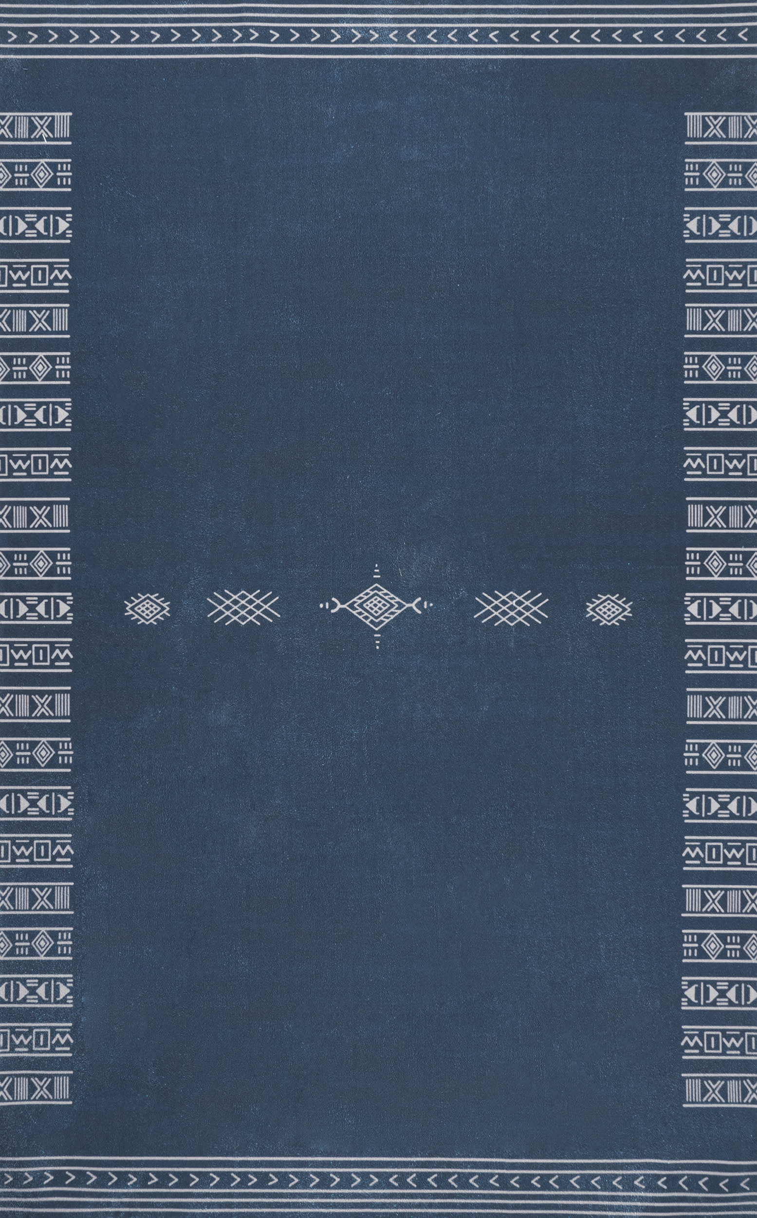 Martha Geometric Bordered Washable Rug | Navy