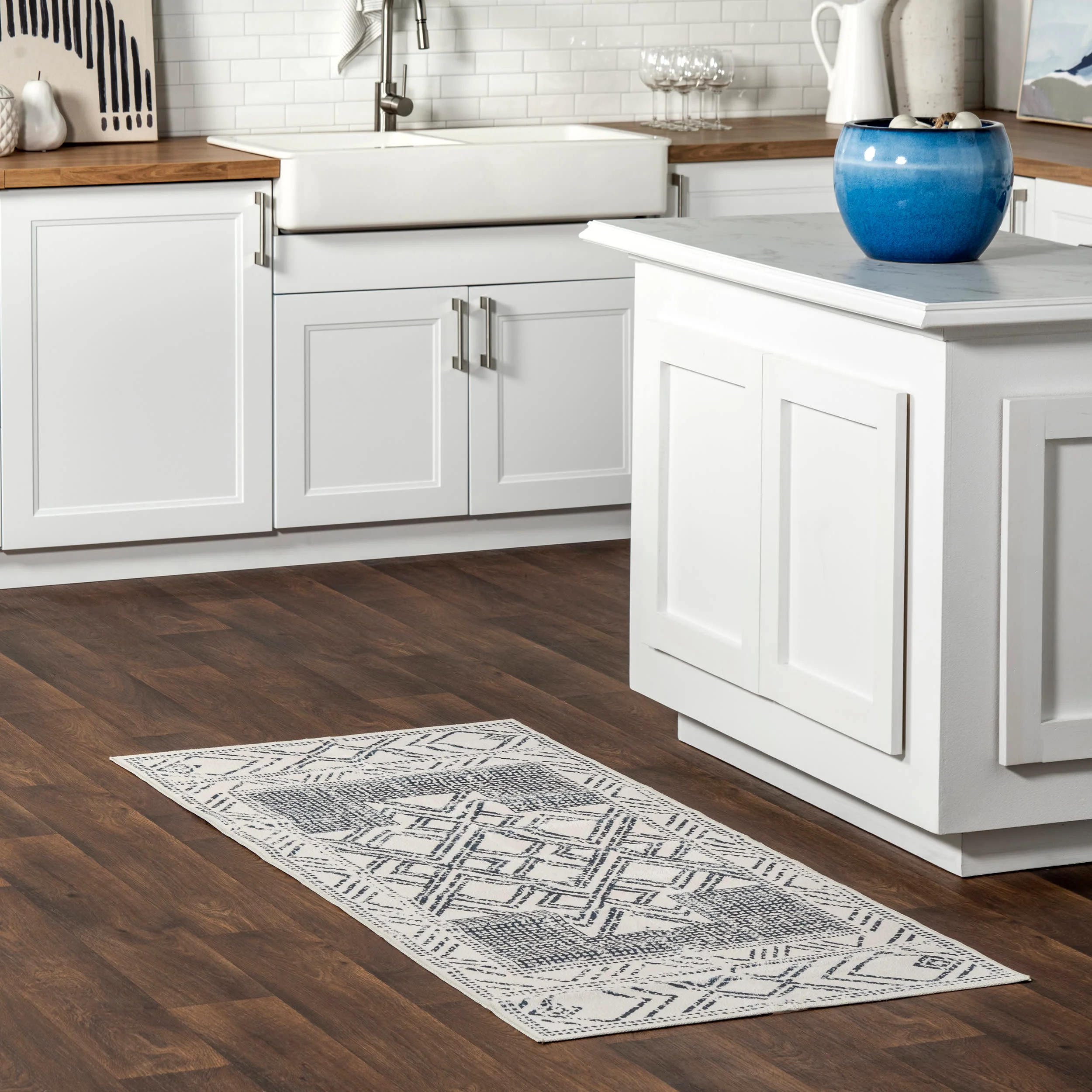 Medallion Washable Rug | Light Grey - Image 2