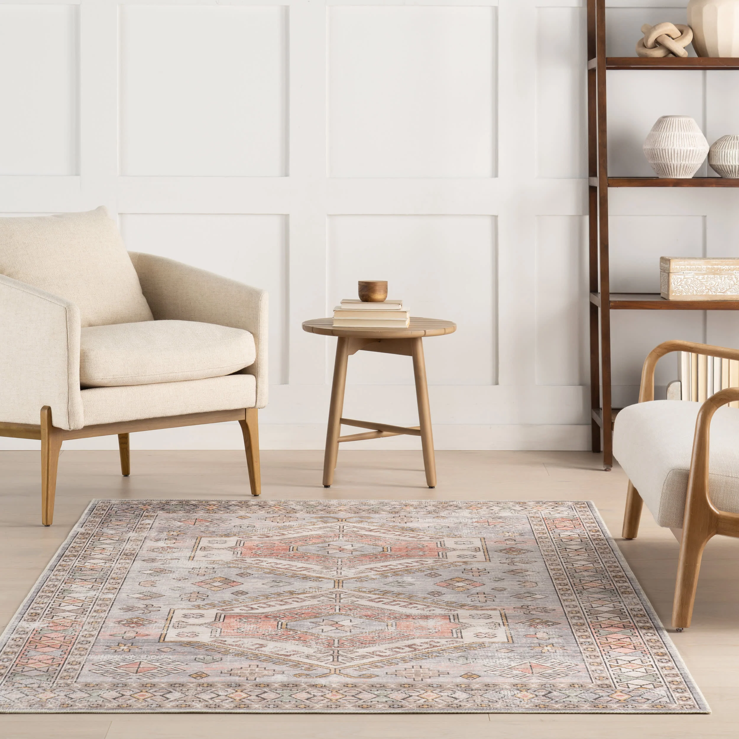 Nordic Emblems Spill Proof Washable Rug | Brick - Image 5