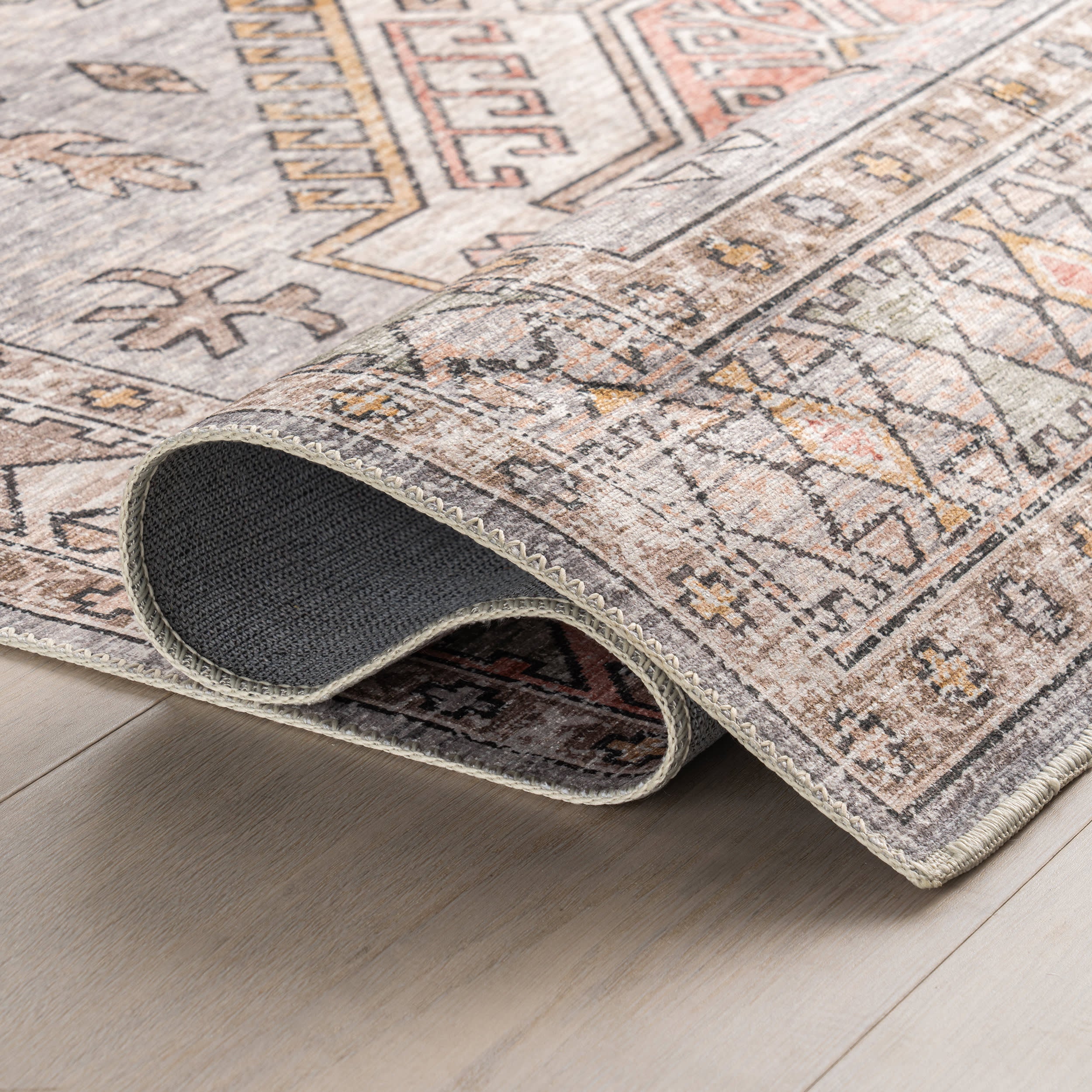 Nordic Emblems Spill Proof Washable Rug | Brick - Image 9
