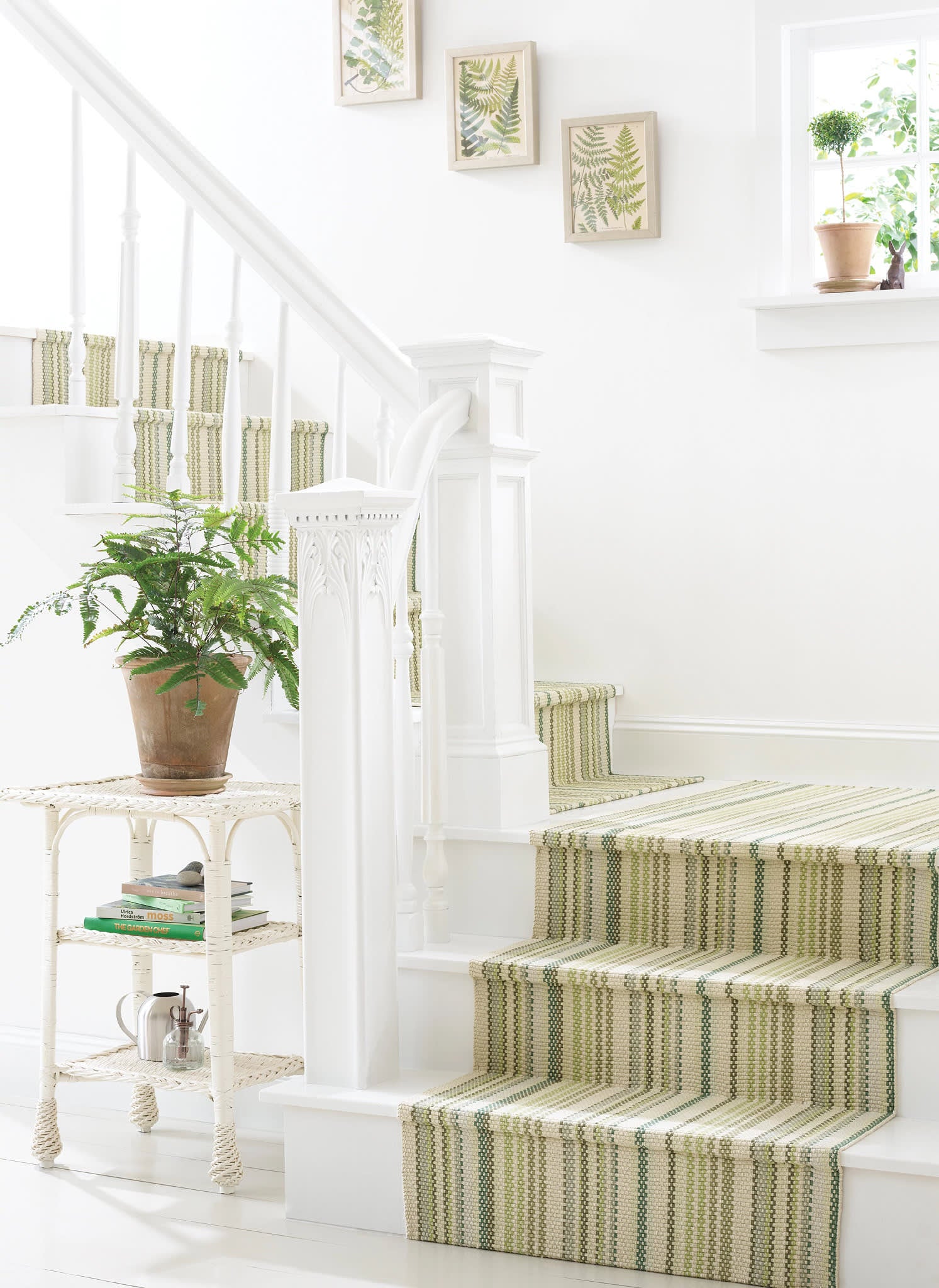 Oslo Stripe Handwoven Cotton Rug | Green - Image 2