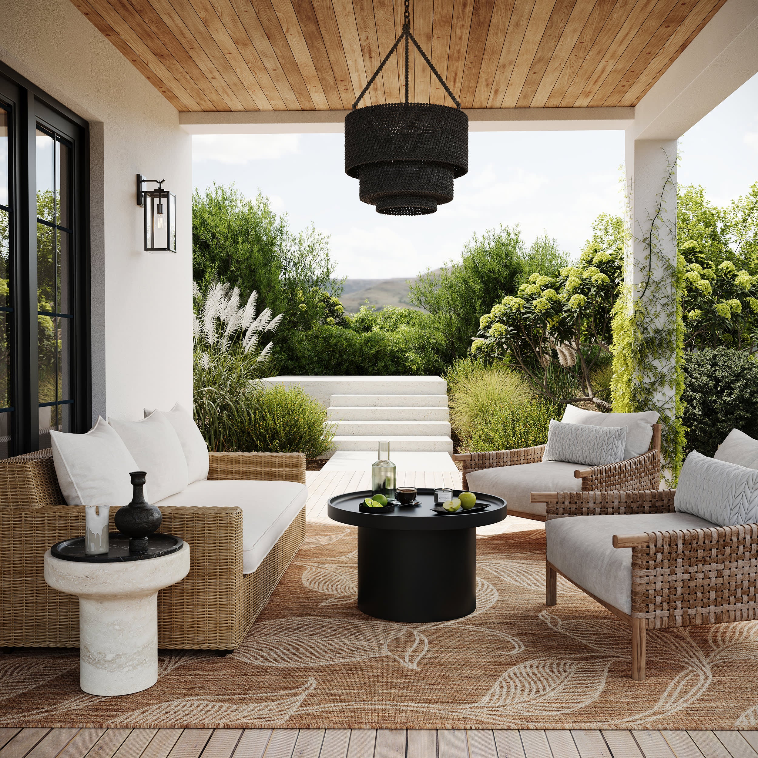 Serelith Floral Indoor/Outdoor Rug | Light Brown - Image 2