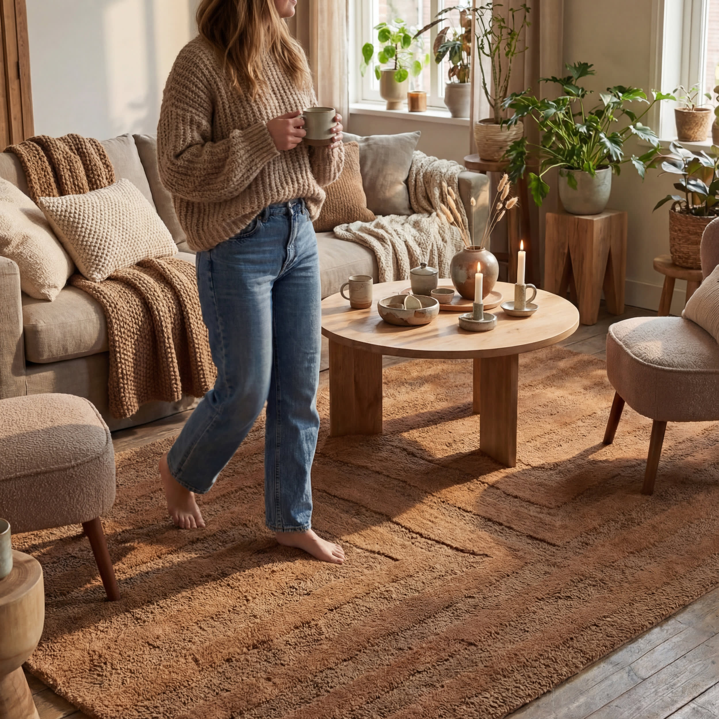 Shevina Handmade Washable Wool Rug | Brown - Image 9