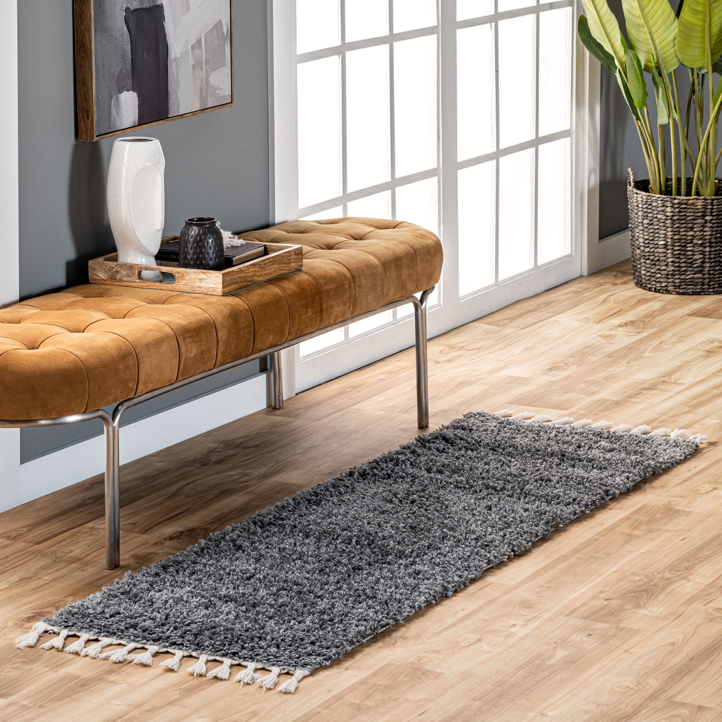 Solid Shag Rug | Dark Grey - Image 2