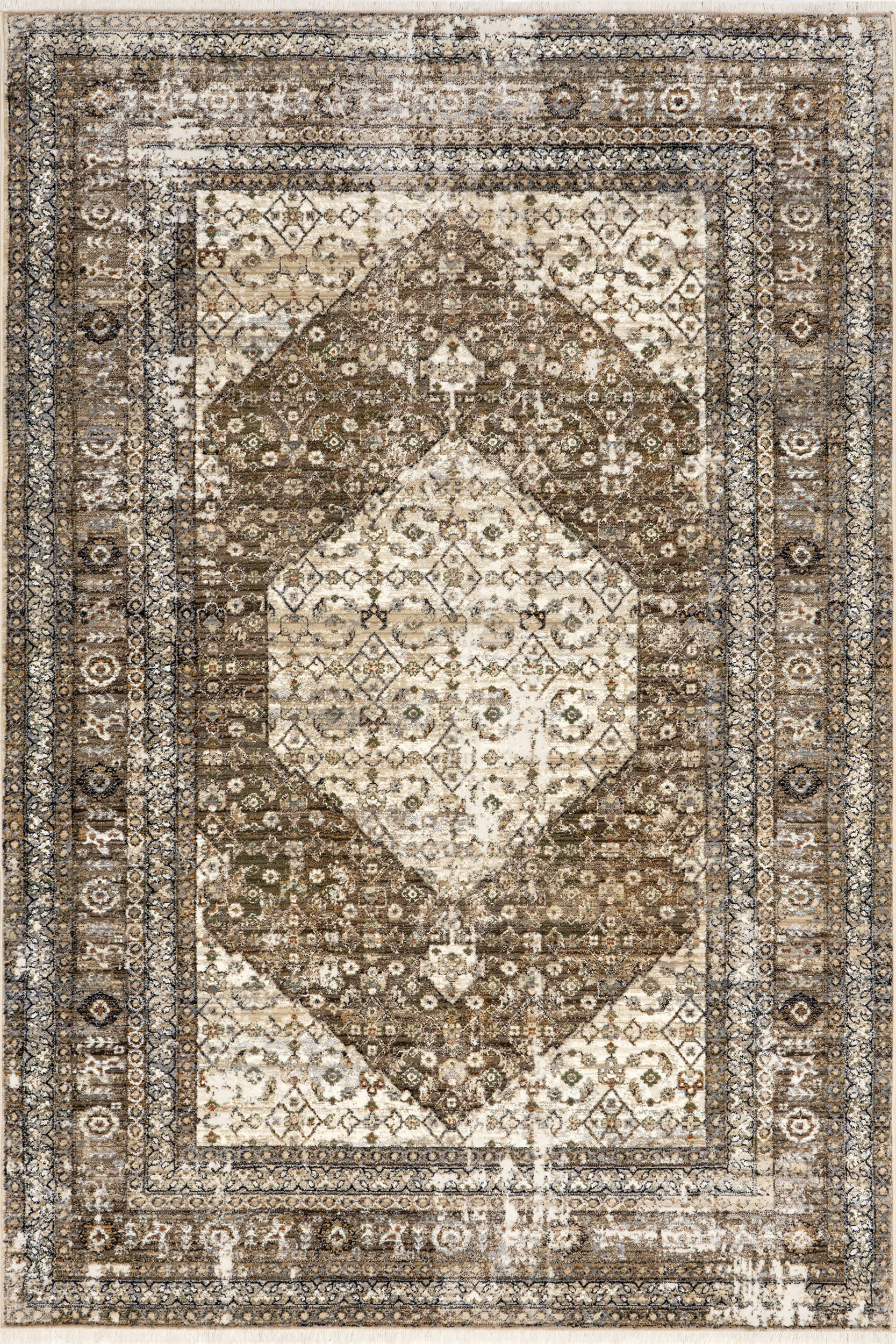 Vintage Medallion Fringe Rug | Brown
