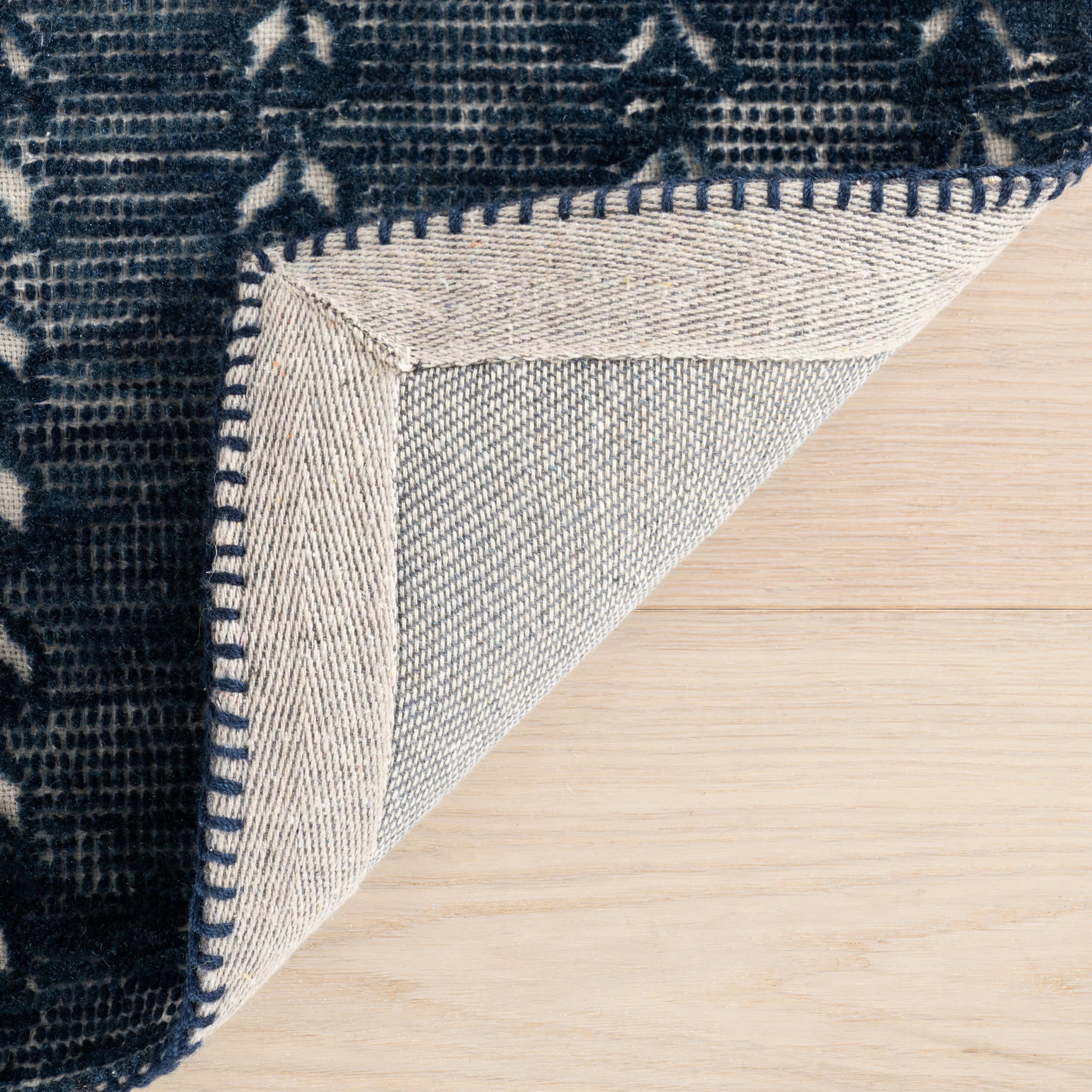 Vox Chevron Handmade Wool Rug | Navy - Image 7